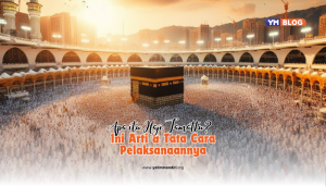 Umat Muslim sedang melaksanakan ibadah haji dengan tawaf mengelilingi kabah