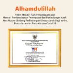 Yatim Mandiri Raih Penghargaan Peduli Anak Yatim Covid-19 dari Menteri PPPA