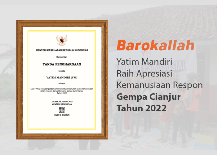 Yatim Mandiri Raih Apresiasi Menkes RI dalam Penanganan Gempa Cianjur