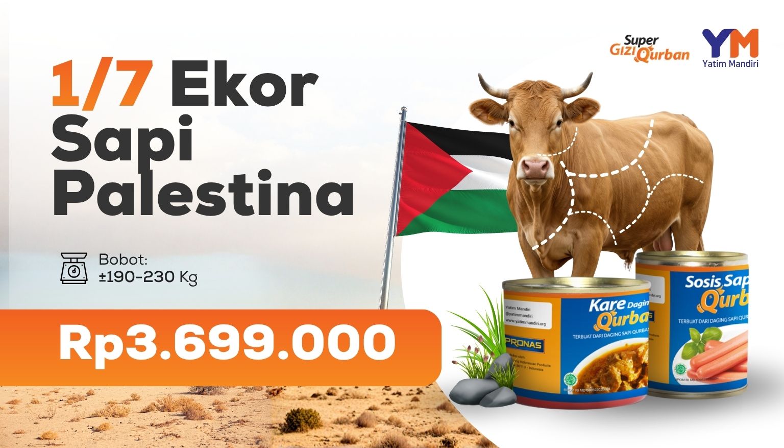 Super Gizi Qurban 1/7 Sapi Kolektif untuk Palestina